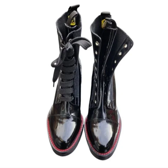 Malo women's black patent Leather Platform boots Size 39 EU - Picture 2 of 9